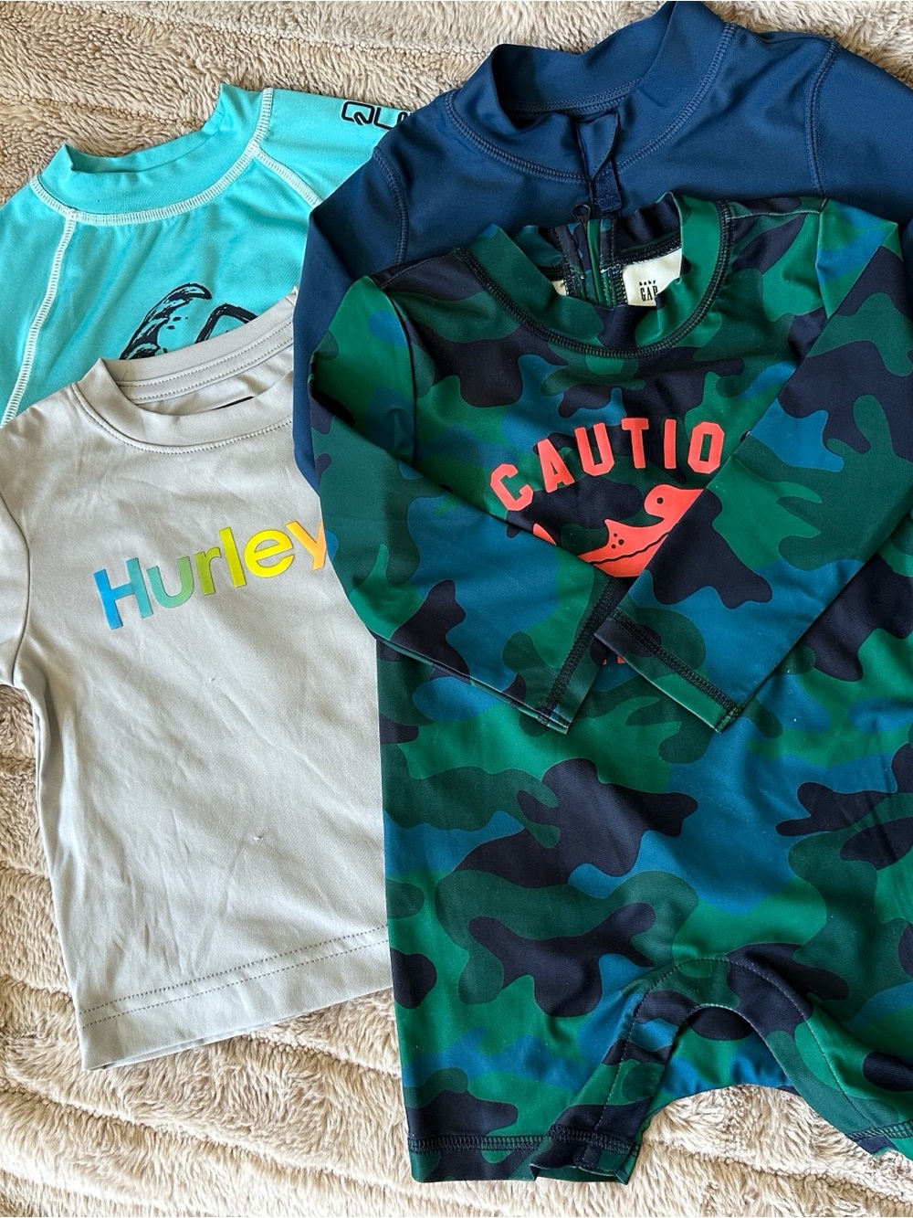 Hurley Boys Multi-Color Swim Tops and Camo Rashguard